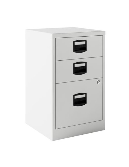 BISLEY CAJONERA METÁLICA PF 2 CAJONES PERSONALES  1 CAJÓN ARCHIVO FIJA FONDO 40CM BLANCO