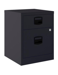 BISLEY CAJONERAS METALICAS 1 CAJÓN PERSONAL  1 CAJÓN ARCHIVO A4 MÓVIL FONDO 40CM ANTRACITA  MONTADO