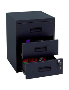 BISLEY CAJONERA METÁLICA 3 CAJONES 40X51X40 CM ANCHO X ALTO X FONDO CON RUEDAS ANTRACITA MONTADO