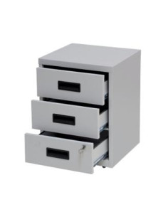 BISLEY CAJONERA METÁLICA 3 CAJONES 40X51X40 CM ANCHO X ALTO X FONDO CON RUEDAS GRIS MONTADO