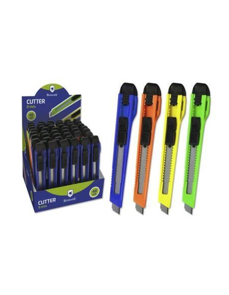 BISMARK CUTTER ESTRECHO  CUCHILLA FRACTURABLE DE 9 MM  SISTEMA BLOQUEO CUCHILLA INTERCAMBIABLE COLORES SURTIDOS