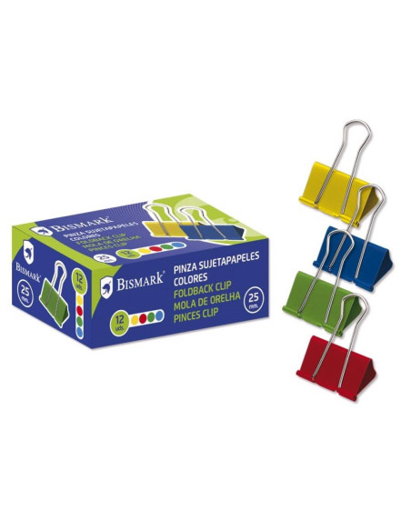 BISMARK PINZAS ABATIBLES 25MM COLORES SURTIDOS- 12 PINZAS