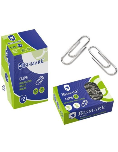 BISMARK CLIPS NIQUELADOS N2 32MM -CAJA DE 100U-