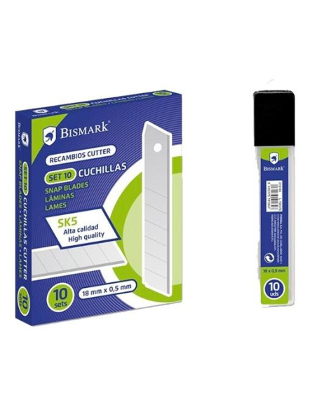 BISMARK REPUESTO CUTTER 18MM  CUCHILLA FRACTURABLE CAJITA DE 10 CUCHILLAS