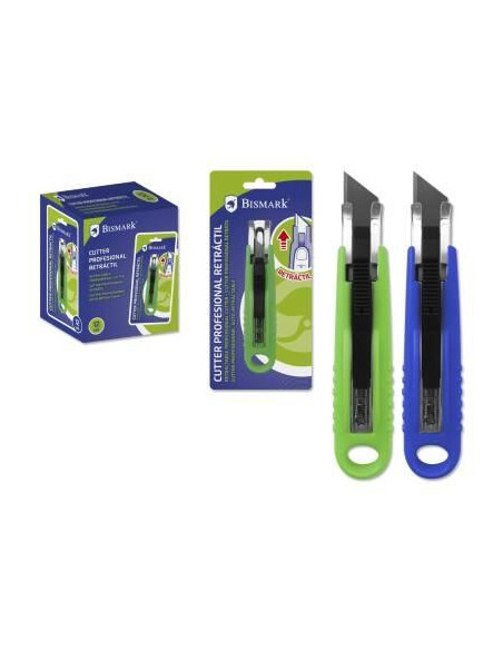 BISMARK CUTTER PROFESIONAL RETRACTIL CON CUCHILLA FRACTURABLE DE 18 MM BLISTER