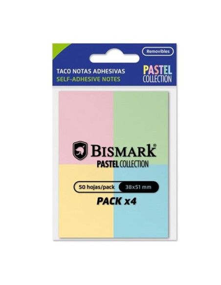 BISMARK TACO DE NOTAS ADHESIVAS 50H 38X51 COLORES PASTEL