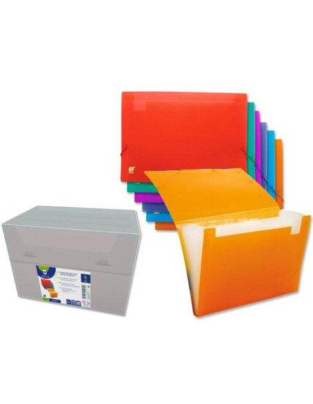 BISMARK CARPETA FUELLE ACORDEÓN 12 CGOMA A4 PP TRANSPARENTE CSURTIDOS