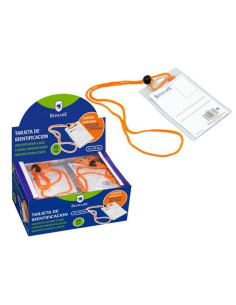 BISMARK TARJETA DE IDENTIFICACIÓN VERTICAL 70X105 MM CCORDÓN NARANJA -25U-