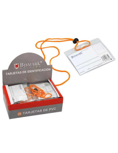 BISMARK TARJETAS DE IDENTIFICACIÓN PVC  HORIZONTAL 105X70 MM CORDÓN NARANJA