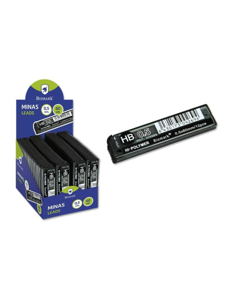 BISMARK MINAS HI-POLYMER 05MM HB CAJA EXPOSITORA CON 60 ESTUCHES DE 12 UD GRAFITO