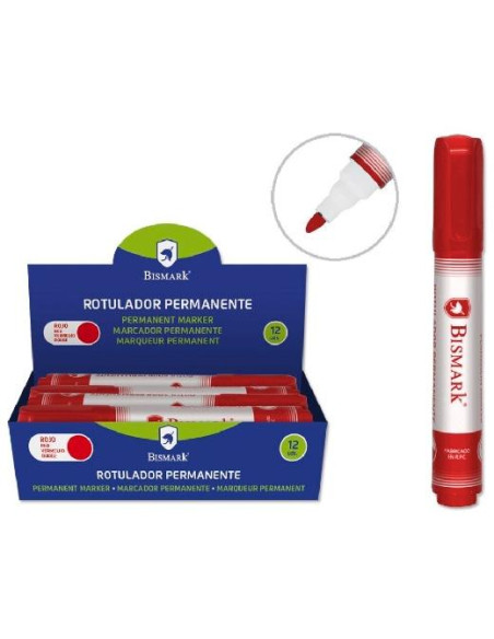 BISMARK ROTULADOR PERMANENTE PUNTA CÓNICA 15MM ROJO