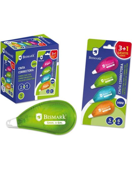 BISMARK CINTA CORRECTORA MINI 5MMX6M NEÓN -BLISTER-