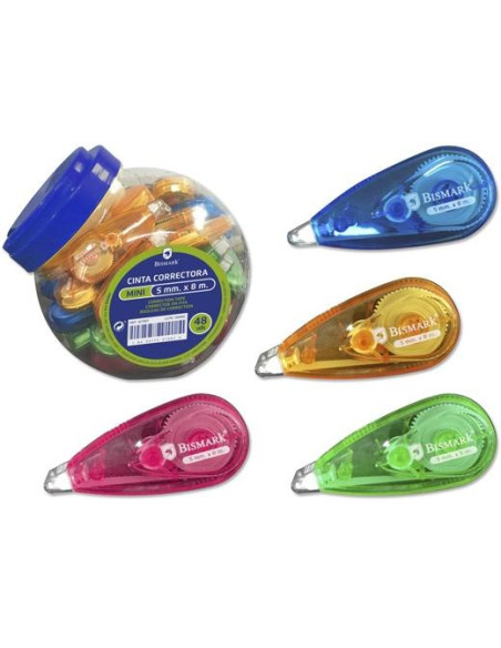 BISMARK CINTA CORRECTORA MINI 5MMX8M COLORES SURTIDOS