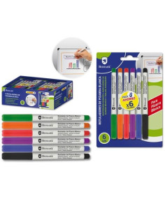 BISMARK ROTULADORES PIZARRA BLANCA COLORES SURTIDOS BLISTER 6 UD