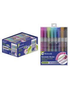 BISMARK ROTULADORES BICOLOR METAL  NEON PASTEL SURTIDOS BLÍSTER 8 UD