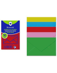 BISMARK SOBRE DE PAPEL 90GR 76X120MM COLORES 10 SOBRES SURTIDOS