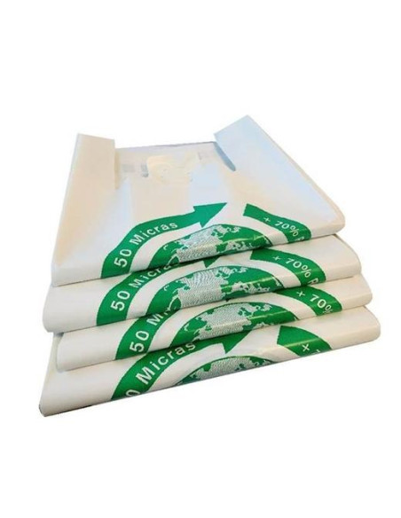 BOLSA DE CAMISETA 50X60CM 50 MICRAS 70 RECICLADO PAQUETE 100 UD