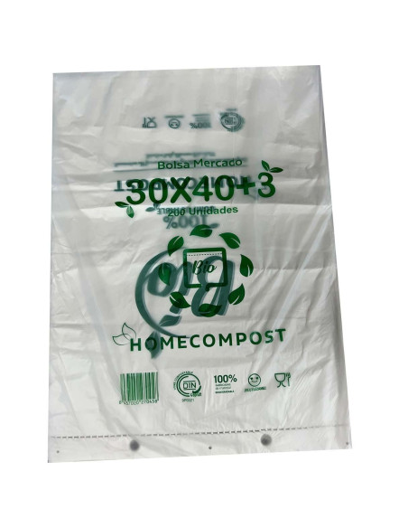 BOLSA BLOC 30X40CM COMPOSTABLE 12 MICRAS PAQUETE 200 UD