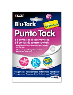 BOSTIK MASILLA EN GOTAS DE ADHESIVO REMOVIBLE BLU TACK PUNTO TACK TRANSPARENTE 64 PUNTOS