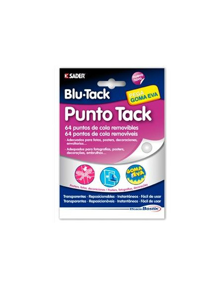 BOSTIK MASILLA EN GOTAS DE ADHESIVO REMOVIBLE BLU TACK PUNTO TACK TRANSPARENTE 64 PUNTOS