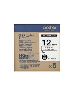 BROTHER CINTA HGE ALTA CALIDAD TEXTO NEGRO SOBRE AMARILLO 12MMX8M CAJA 5 UDS
