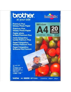 BROTHER PAPEL FOTOGRÁFICO GLOSSY PREMIUM A4 260GR INKJET PAQUETE 20H BLANCO BRILLO