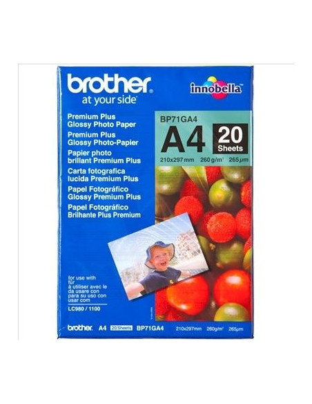 PAPEL INKJET BROTHER TERMICO FOTO A4 260g 20h  GLOSSY