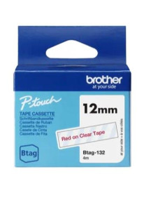 BROTHER CINTA DOMÉSTICA BTAG ROJO SOBRE TRANSPARENTE - PTN10 PTN20 PTN25BT - 12MMX4M