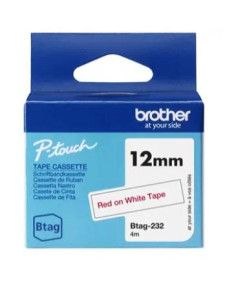 BROTHER CINTA DOMÉSTICA BTAG ROJO SOBRE BLANCO - PTN10 PTN20 PTN25BT - 12MMX4M