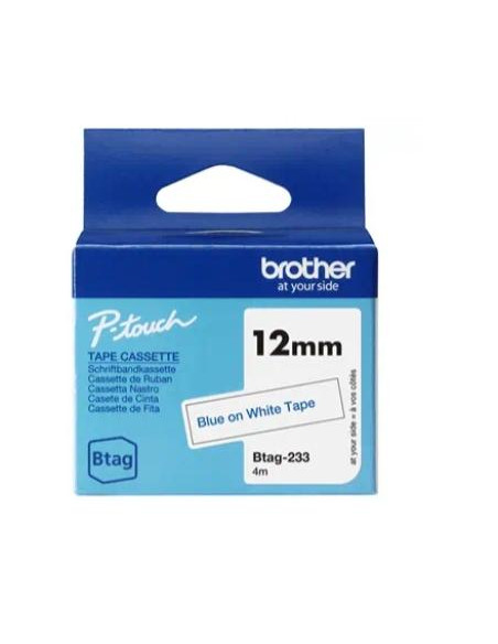 BROTHER CINTA DOMÉSTICA BTAG AZUL SOBRE BLANCO - PTN10 PTN20 PTN25BT - 12MM X 4M