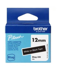 BROTHER CINTA DOMÉSTICA BTAG BLANCO SOBRE NEGRO - PTN10 PTN20 PTN25BT - 12MMX4M