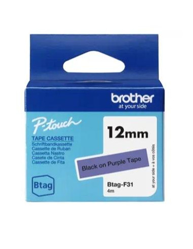 BROTHER CINTA DOMÉSTICA BTAG NEGRO SOBRE MORADO - PTN10 PTN20 PTN25BT - 12MMX4M