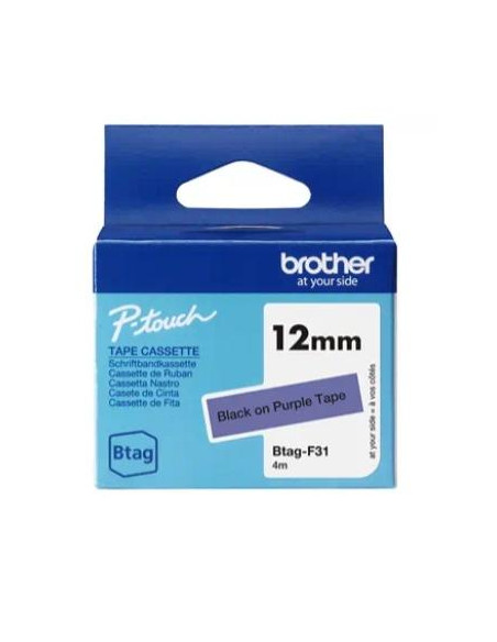 BROTHER CINTA DOMÉSTICA BTAG NEGRO SOBRE MORADO - PTN10 PTN20 PTN25BT - 12MMX4M