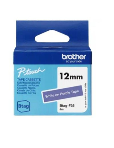 BROTHER CINTA DOMÉSTICA BTAG BLANCO SOBRE MORADO - PTN10 PTN20 PTN25BT - 12MMX4M