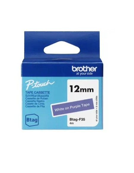 BROTHER CINTA DOMÉSTICA BTAG BLANCO SOBRE MORADO - PTN10 PTN20 PTN25BT - 12MMX4M