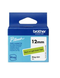 BROTHER CINTA DOMÉSTICA BTAG NEGRO SOBRE VERDE - PTN10 PTN20 PTN25BT - 12MMX4M