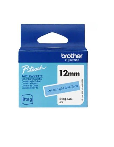 BROTHER CINTA DOMÉSTICA BTAG AZUL SOBRE AZUL CLARO - PTN10 PTN20 PTN25BT - 12MM X 4M