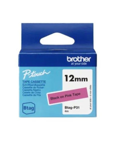 BROTHER CINTA DOMÉSTICA BTAG NEGRO SOBRE ROSA - PTN10 PTN20 PTN25BT - 12MMX4M