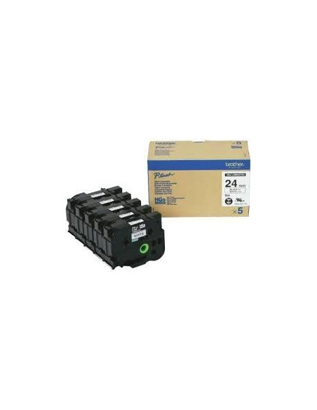 BROTHER CINTA HGE ALTA CALIDAD TEXTO NEGRO SOBRE BLANCO 24MMX8M CAJA 5UDS