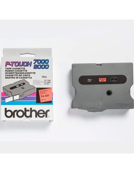 BROTHER CINTA ROTULADORA LAMINADA NEGRO SOBRE FONDO ROJO 24MMX15M