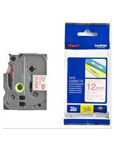 BROTHER CINTA ROTULADORA LAMINADA TEXTO ROJO SOBRE TRANSPARENTE - 12MMX8M