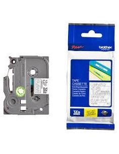 BROTHER CINTA ROTULADORA LAMINADA TEXTO BLANCO SOBRE TRANSPARENTE - 12MMX8M