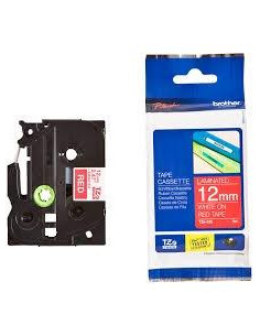 BROTHER CINTA ROTULADORA LAMINADA TEXTO BLANCO SOBRE ROJO - 12MMX8M