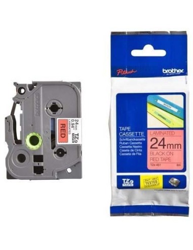 BROTHER CINTA ROTULADORA LAMINADA TEXTO NEGRO SOBRE ROJO - 24MMX8M