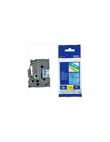 CINTA de ROTULAR BROTHER LAMINADA 8m 18mm NEGRO sobre AZUL