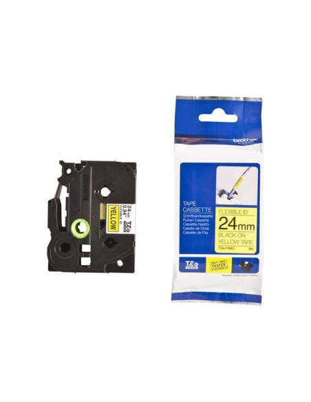 BROTHER CINTA ROTULADORA LAMINADA AMARILLO SOBRE NEGRO FLEXIBLES 24MM
