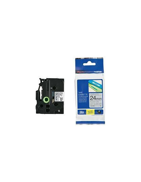 CINTA de ROTULAR BROTHER LAMINADA METALICA 8m  24mm NEGRO sobre PLATA