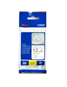 BROTHER CINTA ROTULADORA TELA SATINADA NO ADHESIVO TEXTO DORADO SOBRE TEJIDO BLANCO - 12MMX4M