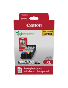 CANON TINTA ECOPACK BK CMY 50H PAPEL FOTO 10X15 GLOSSY II PARA PIXMA TS 5051505350556050605160528051805290509055 - CLI 571XL