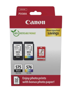 CANON TINTA ECOPACK BK C  M  Y  50H PAPEL FOTOGRÁFICO 10X15 PARA PIXMA TR 4750I4751I4755I - TS 3550I3551I - PG 575  CL 576